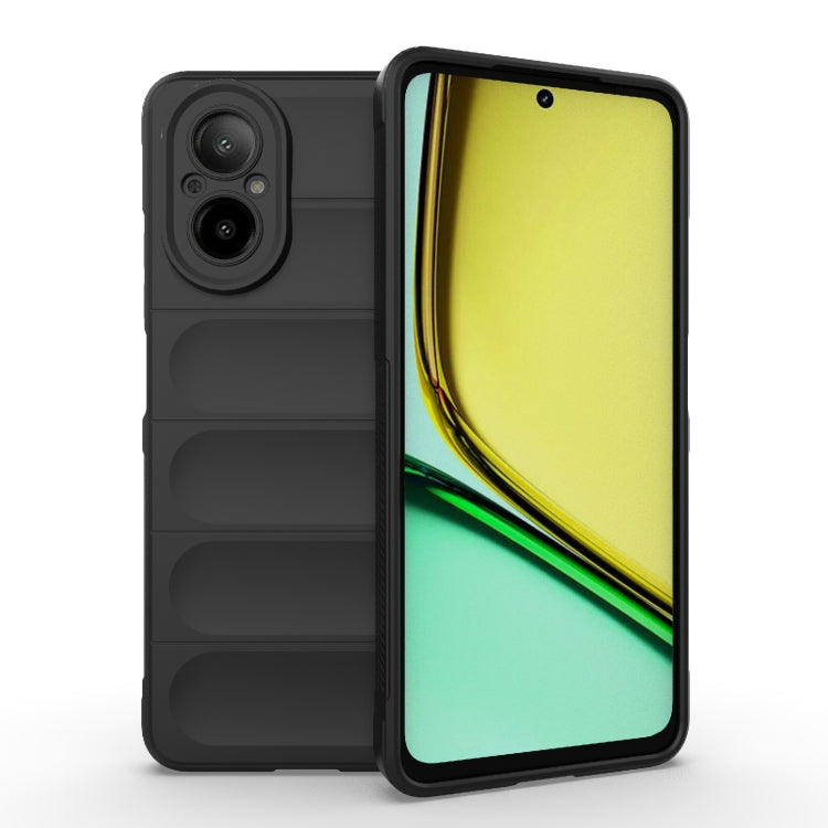 For Realme C67 4G Global Magic Shield TPU + Flannel Phone Case(Black)