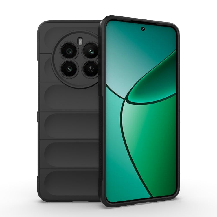 For Realme 12+ 5G Global Magic Shield TPU + Flannel Phone Case(Black)