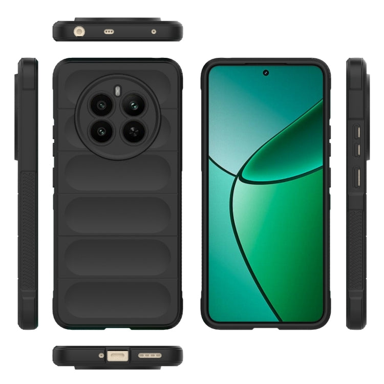 For Realme 12+ 5G Global Magic Shield TPU + Flannel Phone Case(Black)