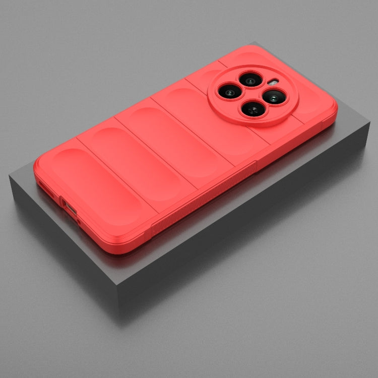 For Realme 12+ 5G Global Magic Shield TPU + Flannel Phone Case(Red)