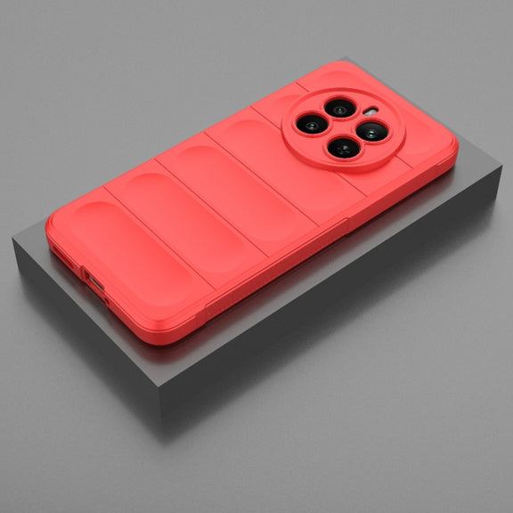 For Realme 12+ 5G Global Magic Shield TPU + Flannel Phone Case(Red)