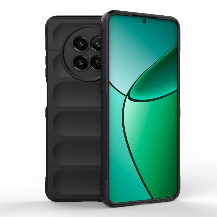 For Realme 12 5G Global Magic Shield TPU + Flannel Phone Case(Black)