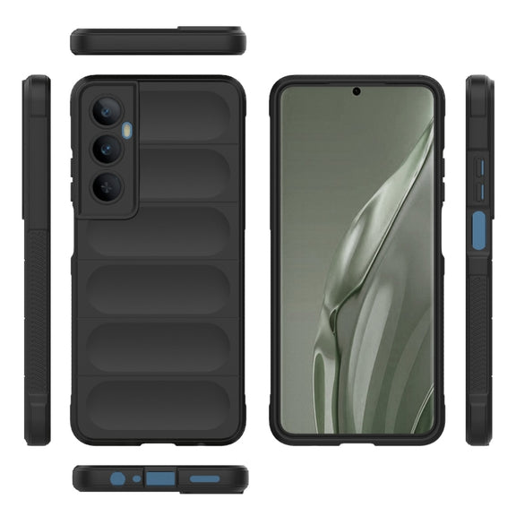 For Realme C65 4G Global Magic Shield TPU + Flannel Phone Case(Black)