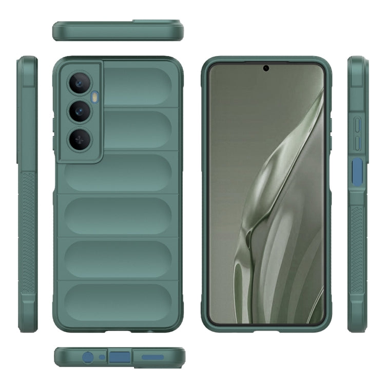 For Realme C65 4G Global Magic Shield TPU + Flannel Phone Case(Dark Green)