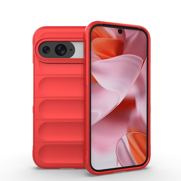 For Google Pixel 9 5G Global Magic Shield TPU + Flannel Phone Case(Red)