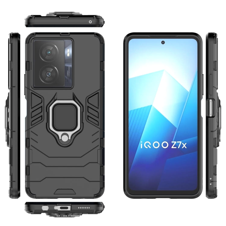 For vivo iQOO Z7x 5G Magnetic Ring Holder PC + TPU Phone Case(Black)