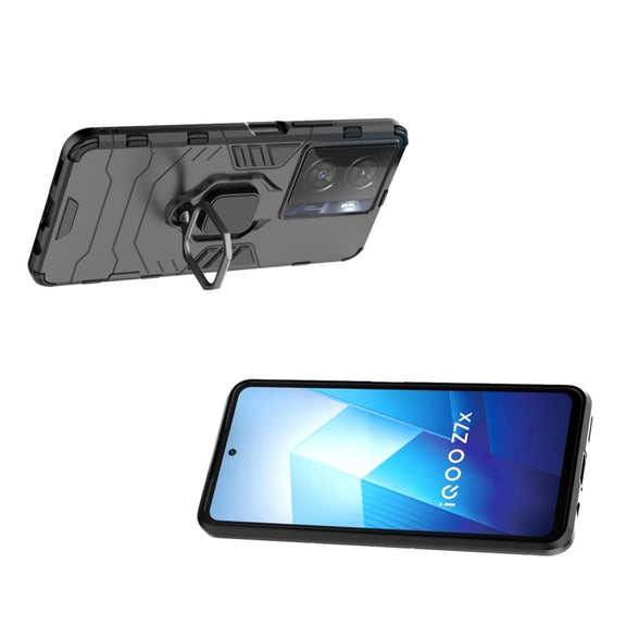For vivo iQOO Z7x 5G Magnetic Ring Holder PC + TPU Phone Case(Black)