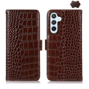 For Samsung Galaxy S24+ Crocodile Top Layer Cowhide Leather Phone Case(Brown)