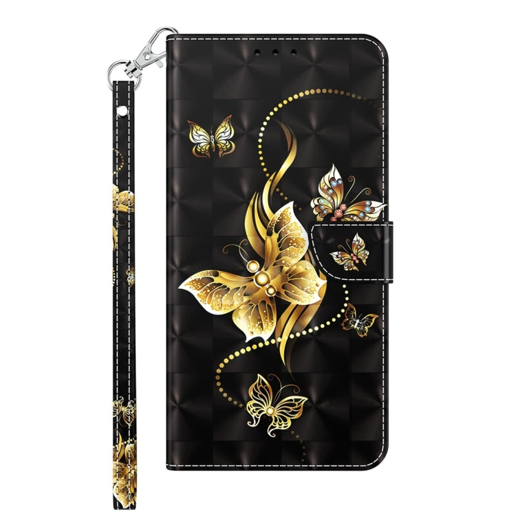For Xiaomi Redmi Note  12 Pro+ 5G Global 3D Painted Pattern Leather Phone Case(Golden Butterfly)