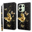 For Xiaomi Redmi Note 13 4G 3D Painted Pattern Leather Phone Case(Golden Butterfly) - Note 13 Cases by PMC TechLife | Online Shopping South Africa | PMC TechLife | Buy Now Pay Later Mobicred
