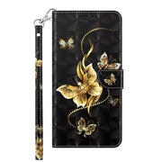 For Xiaomi Redmi Note 13 4G 3D Painted Pattern Leather Phone Case(Golden Butterfly)