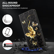 For Xiaomi Redmi Note 13 4G 3D Painted Pattern Leather Phone Case(Golden Butterfly)