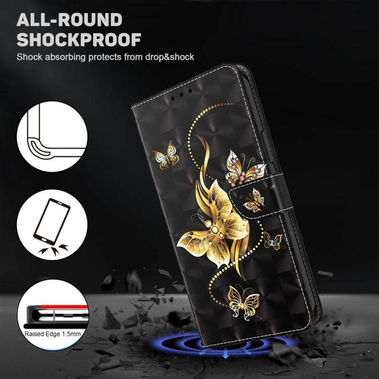 For Xiaomi Redmi Note 13 4G 3D Painted Pattern Leather Phone Case(Golden Butterfly)