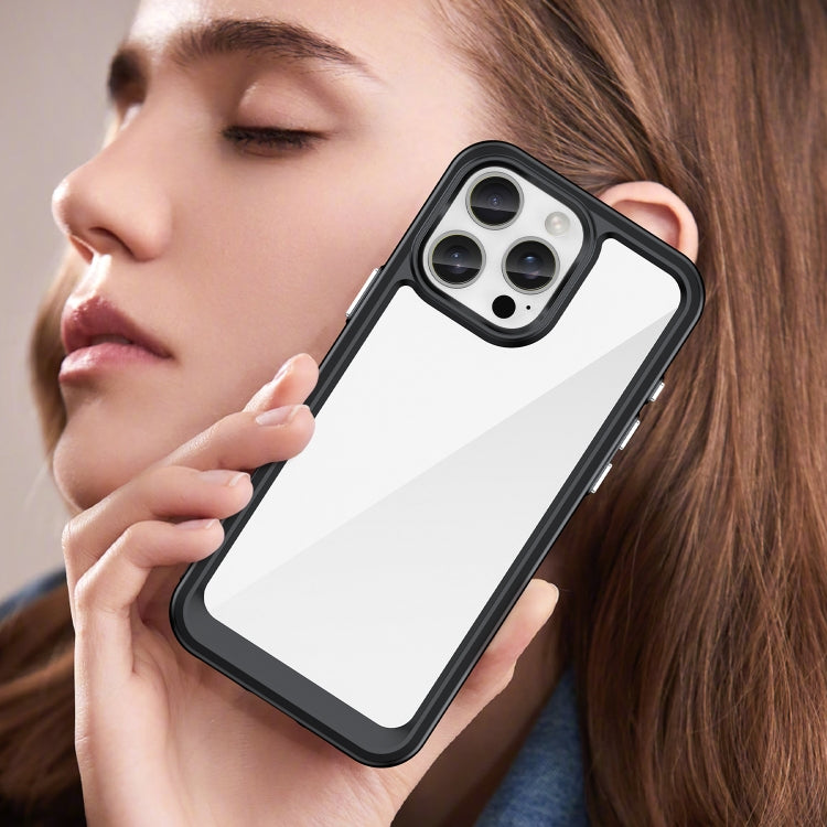 For iPhone 16 Pro Max Colorful Series Acrylic + TPU Phone Case(Black)