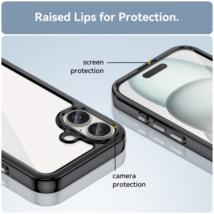 For iPhone 16 Plus Colorful Series Acrylic + TPU Phone Case(Black)