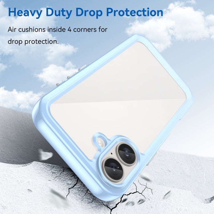 For iPhone 16 Plus Colorful Series Acrylic + TPU Phone Case(Blue)