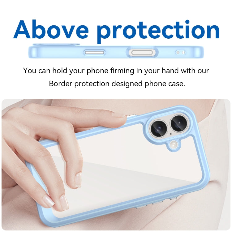 For iPhone 16 Plus Colorful Series Acrylic + TPU Phone Case(Blue)