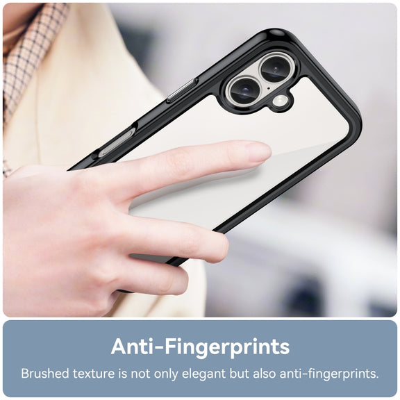 For iPhone 16 Colorful Series Acrylic + TPU Phone Case(Black)
