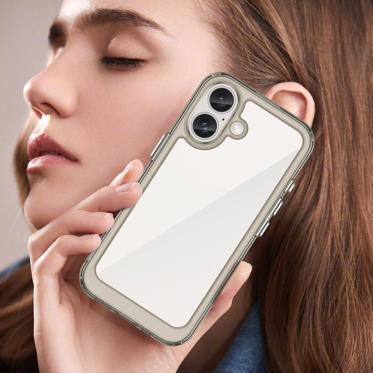 For iPhone 16 Colorful Series Acrylic + TPU Phone Case(Transparent Grey)