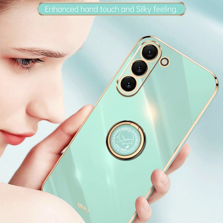 For Samsung Galaxy S24+ 5G XINLI Straight Edge 6D Electroplate TPU Phone Case with Ring Holder(Black)
