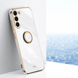 For Samsung Galaxy S24+ 5G XINLI Straight Edge 6D Electroplate TPU Phone Case with Ring Holder(White) - Galaxy S24+ 5G Cases by XINLI | Online Shopping South Africa | PMC TechLife | Buy Now Pay Later Mobicred