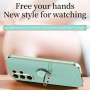 For Samsung Galaxy S24 Ultra 5G XINLI Straight Edge 6D Electroplate TPU Phone Case with Ring Holder(Hawthrn Red)