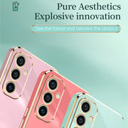 For Samsung Galaxy A35 5G XINLI Straight Edge 6D Electroplate TPU Phone Case with Ring Holder(Pink)