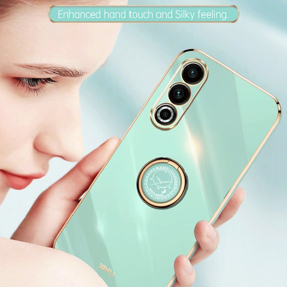 For Meizu 20 5G XINLI Straight Edge 6D Electroplate TPU Phone Case with Ring Holder(Celestial Blue)