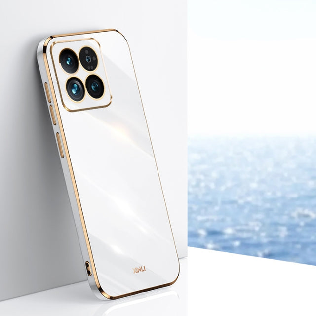 For Xiaomi 14 Pro XINLI Straight Edge 6D Electroplate TPU Phone Case(White)