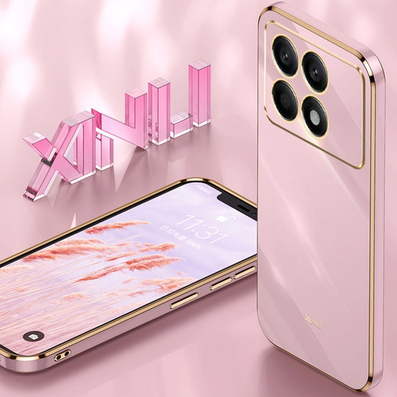 For Xiaomi Redmi K70 XINLI Straight Edge 6D Electroplate TPU Phone Case(White)