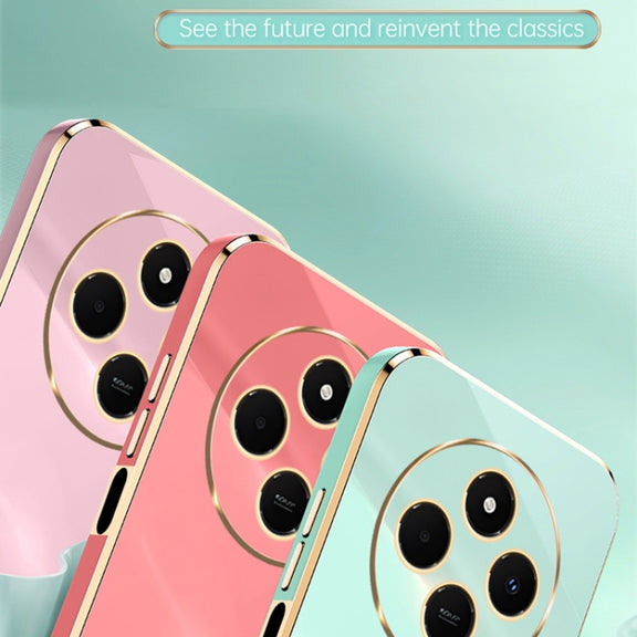 For Redmi 14 4G XINLI Straight Edge 6D Electroplate TPU Phone Case(Cherry Purple)
