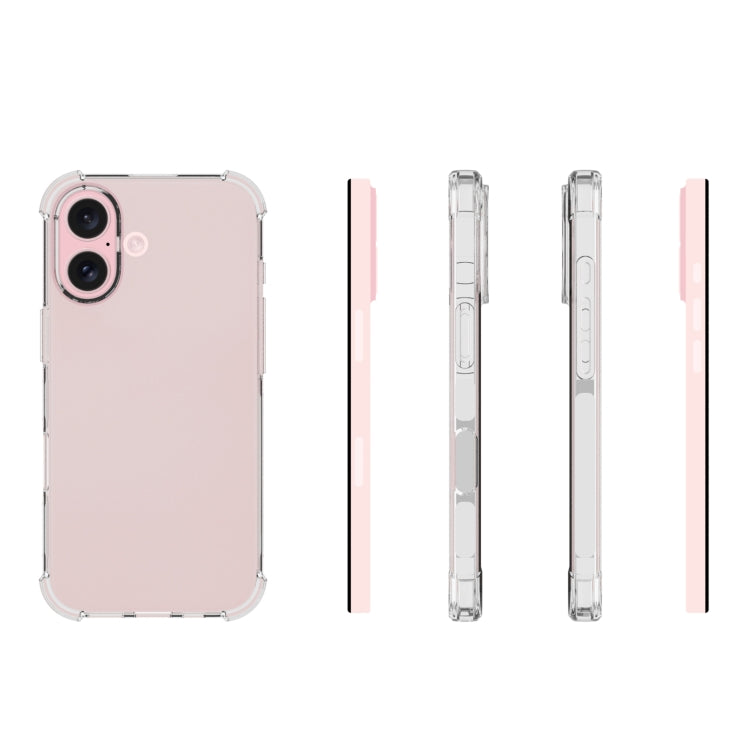 For iPhone 16 Shockproof Non-slip Thickening TPU Phone Case(Transparent)