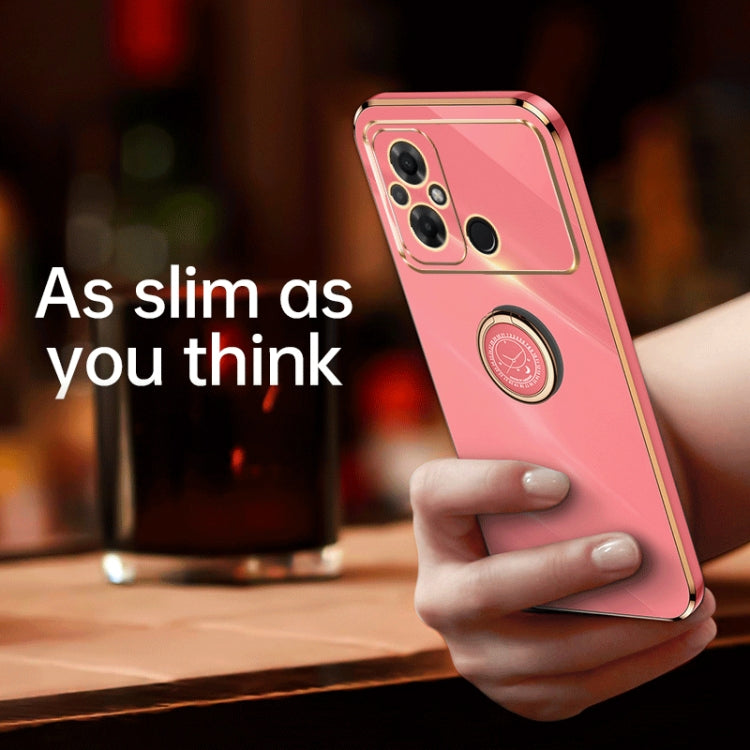 For Xiaomi Poco C55 4G XINLI Straight Edge 6D Electroplate TPU Phone Case with Ring Holder(Mint Green)