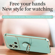For Xiaomi Poco C55 4G XINLI Straight Edge 6D Electroplate TPU Phone Case with Ring Holder(Mint Green)