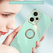 For Xiaomi Redmi Note 12 Turbo XINLI Straight Edge 6D Electroplate TPU Phone Case with Ring Holder(White)