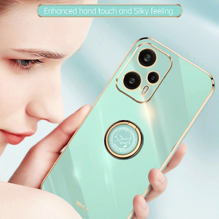 For Xiaomi Redmi Note 12 Turbo XINLI Straight Edge 6D Electroplate TPU Phone Case with Ring Holder(Pink)