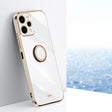 For Xiaomi Redmi 12 4G XINLI Straight Edge 6D Electroplate TPU Phone Case with Ring Holder(White) - Xiaomi Cases by XINLI | Online Shopping South Africa | PMC TechLife | Buy Now Pay Later Mobicred