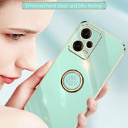 For Xiaomi Redmi Note 12 5G Global XINLI Straight Edge 6D Electroplate TPU Phone Case with Ring Holder(Pink)