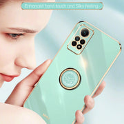 For Xiaomi Redmi Note 12 Pro 4G XINLI Straight Edge 6D Electroplate TPU Phone Case with Ring Holder(Mint Green)