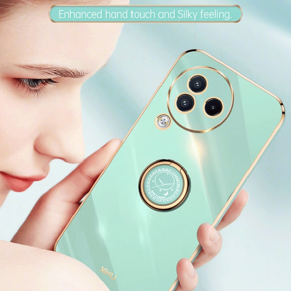 For Xiaomi Civi 3 5G XINLI Straight Edge 6D Electroplate TPU Phone Case with Ring Holder(White)