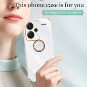 For Xiaomi Redmi Note 13 Pro+ XINLI Straight Edge 6D Electroplate TPU Phone Case with Ring Holder(Cherry Purple)