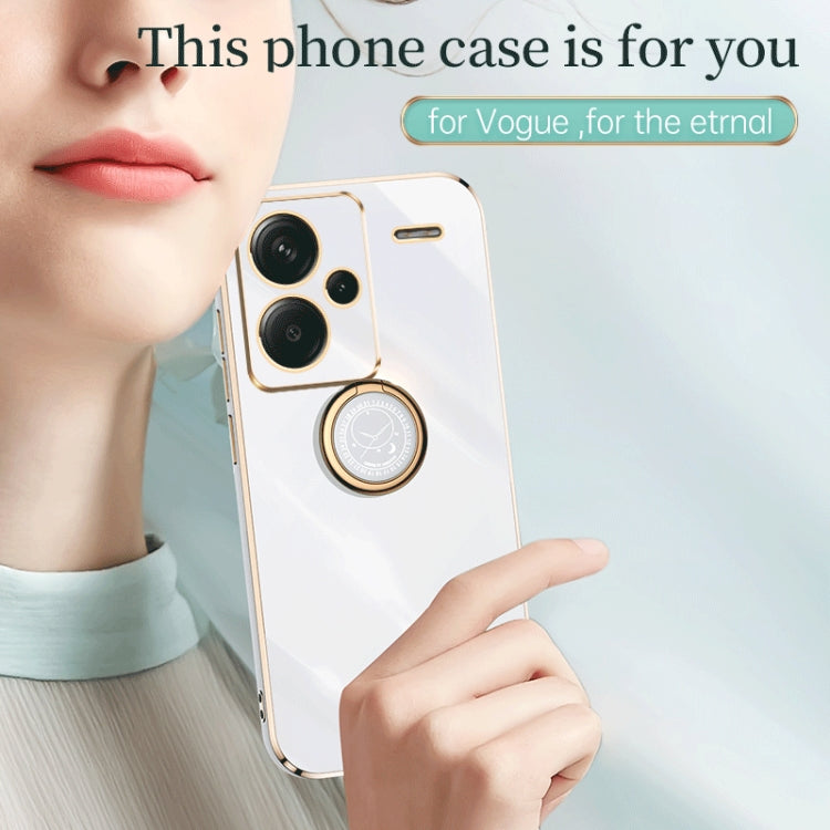 For Xiaomi Redmi Note 13 Pro+ XINLI Straight Edge 6D Electroplate TPU Phone Case with Ring Holder(Cherry Purple)