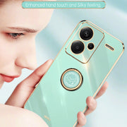 For Xiaomi Redmi Note 13 Pro+ XINLI Straight Edge 6D Electroplate TPU Phone Case with Ring Holder(Cherry Purple)