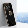 For Xiaomi 14 XINLI Straight Edge 6D Electroplate TPU Phone Case with Ring Holder(Black) - 14 Cases by XINLI | Online Shopping South Africa | PMC TechLife | Buy Now Pay Later Mobicred