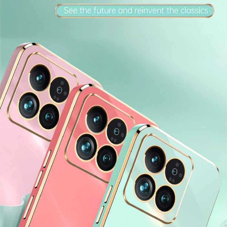 For Xiaomi 14 XINLI Straight Edge 6D Electroplate TPU Phone Case with Ring Holder(Cherry Purple)