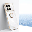 For Xiaomi Redmi K70 XINLI Straight Edge 6D Electroplate TPU Phone Case with Ring Holder(White) - K70 Cases by XINLI | Online Shopping South Africa | PMC TechLife | Buy Now Pay Later Mobicred