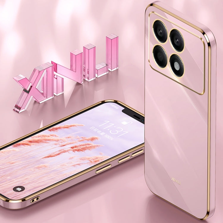 For Xiaomi Redmi K70 XINLI Straight Edge 6D Electroplate TPU Phone Case with Ring Holder(White)