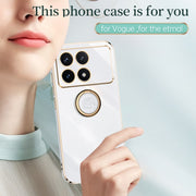For Xiaomi Redmi K70E XINLI Straight Edge 6D Electroplate TPU Phone Case with Ring Holder(Mint Green)