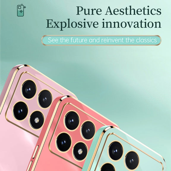 For Xiaomi Redmi K70E XINLI Straight Edge 6D Electroplate TPU Phone Case with Ring Holder(Mint Green)