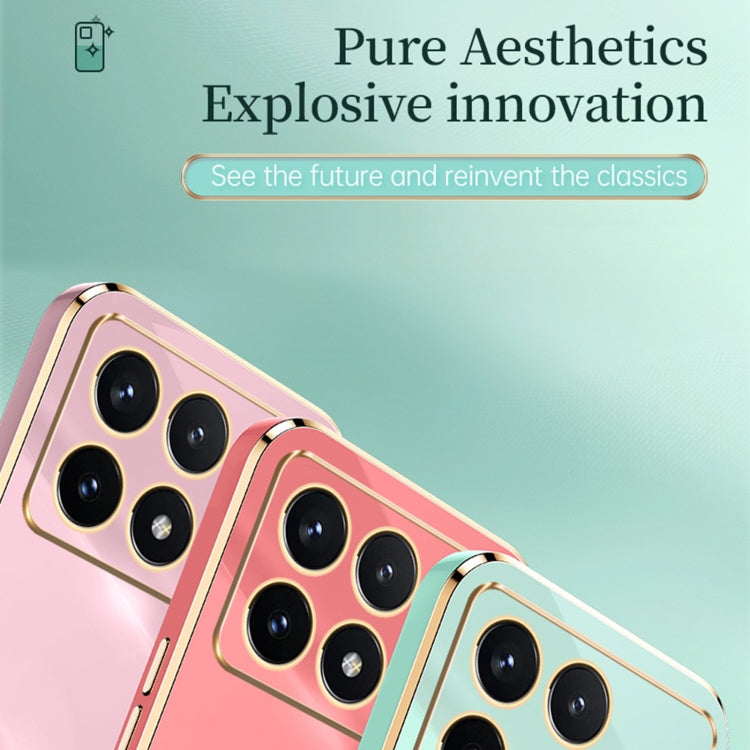 For Xiaomi Redmi K70E XINLI Straight Edge 6D Electroplate TPU Phone Case with Ring Holder(Mint Green)